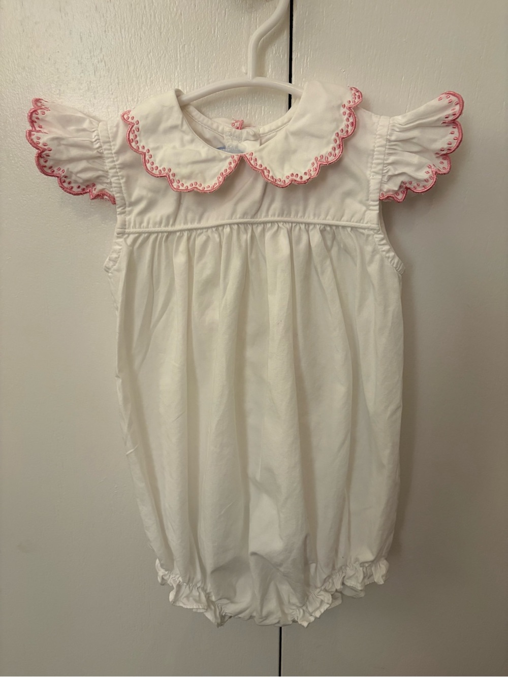 bella bliss White Bubble One-Piece with Pink Scalloped Trim
